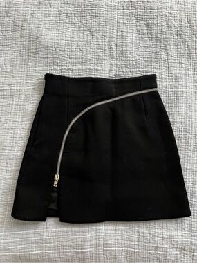 Alexander Wang Black A-Line Mini Skirt with Asymmetric Zip